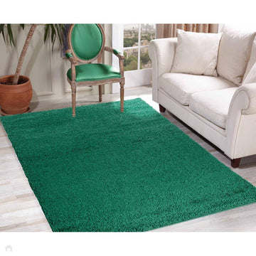 Oxford OXF00 Plain Plush Soft Stain-Resistant Textured Polypropylene Shaggy Emerald Rug-Desire Rugs-Rug Love - The Most Loved Rug Store